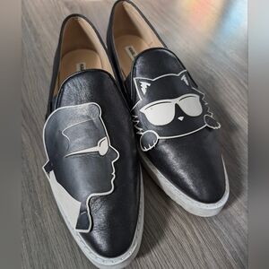 Karl Lagerfeld Leather Slip On with a cat
